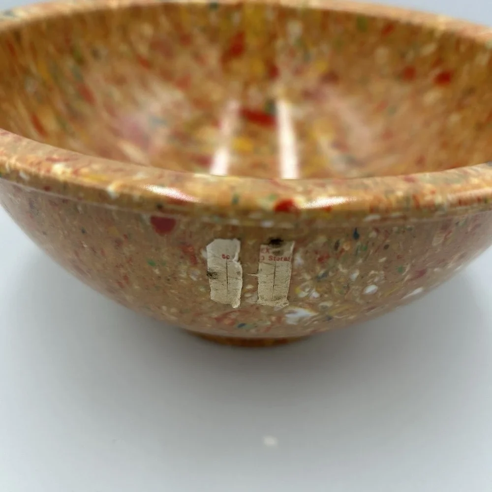 Vintage Confetti Melamine Mixing Bowl 8 Inch #111 Orange Brown Speckled